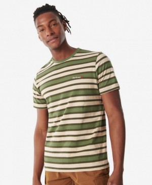 Camiseta Barbour Crundale Stripe Hombre Verdes Creme Mexico | A4I90199