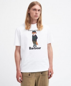 Camiseta Barbour x Maison Kitsuné Beaufort Fox Mujer Blancos Mexico | G8F16463