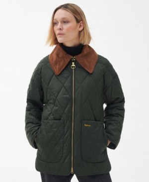 Chaqueta Acolchada Barbour Woodhall Mujer Verdes Mexico | C9J89105