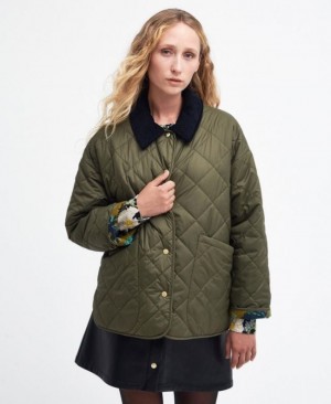 Chaqueta Acolchada Barbour x House of Hackney Daintry Reversible Mujer Verdes Mexico | M6M67239