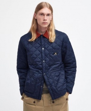 Chaqueta Acolchada Barbour x Maison Kitsuné Kenning Hombre Azul Marino Mexico | O7O70532