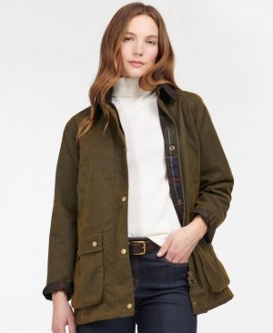 Chaqueta Encerada Barbour Acorn Algodon Mujer Verdes Mexico | O6P46745