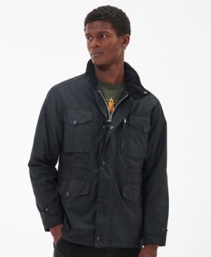 Chaqueta Encerada Barbour Sapper Hombre Negros Mexico | D7F51029