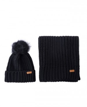 Gift Set Barbour Saltburn Beanie & Scarf Mujer Negros Mexico | Q6A82995