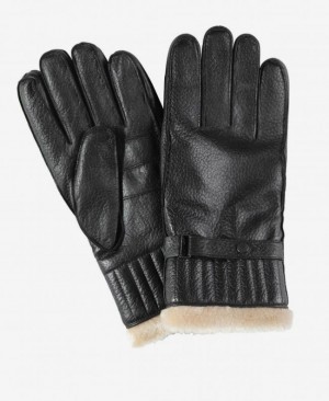 Guantes Barbour Cuero Utility Hombre Negros Mexico | Y9B44605