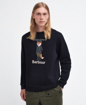 Sudaderas Barbour x Maison Kitsuné Beaufort Fox Hombre Negros Mexico | Q2P09992