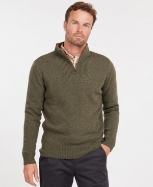 Suéter Barbour Nelson Essential Half Zip Hombre Verde Oliva Mexico | J9E31306