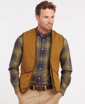 Chalecos Barbour Warm Pile Zip-In Liner Waistcoat Hombre Marrom Mexico | K5Y45952