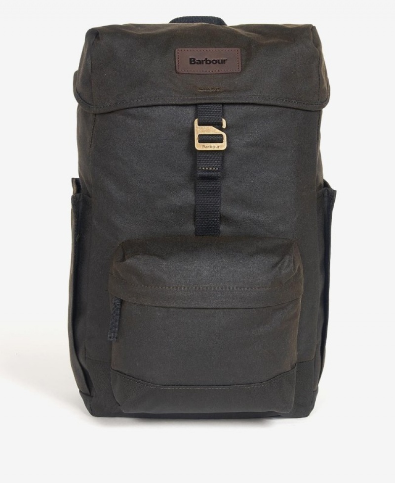 Bolsas Barbour Essential Wax Backpack Hombre Verde Oliva Mexico | C1B03316