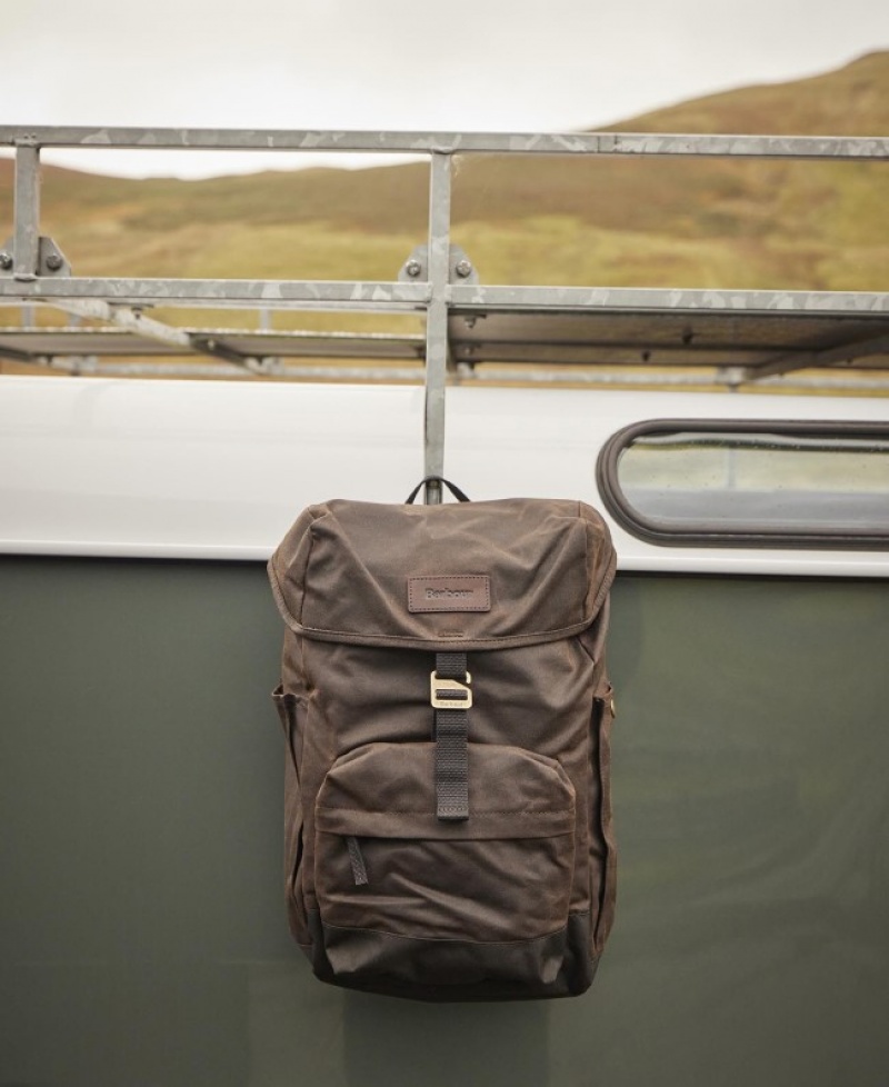 Bolsas Barbour Essential Wax Backpack Hombre Verde Oliva Mexico | C1B03316