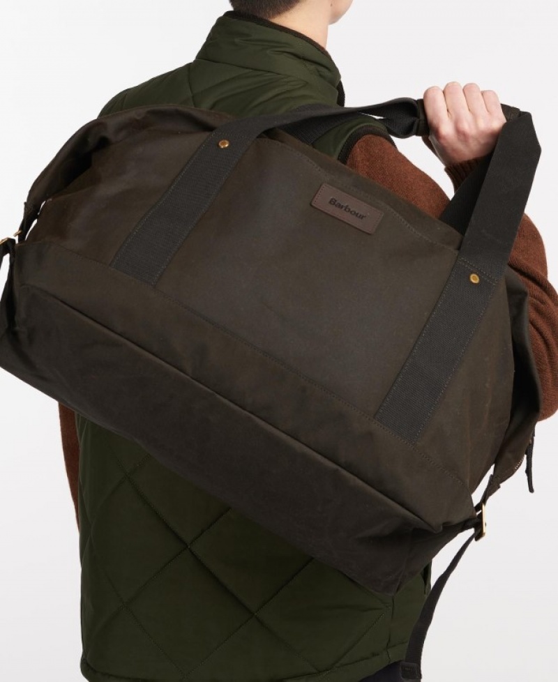 Bolsas Barbour Essential Wax Holdall Hombre Verde Oliva Mexico | P4L14309