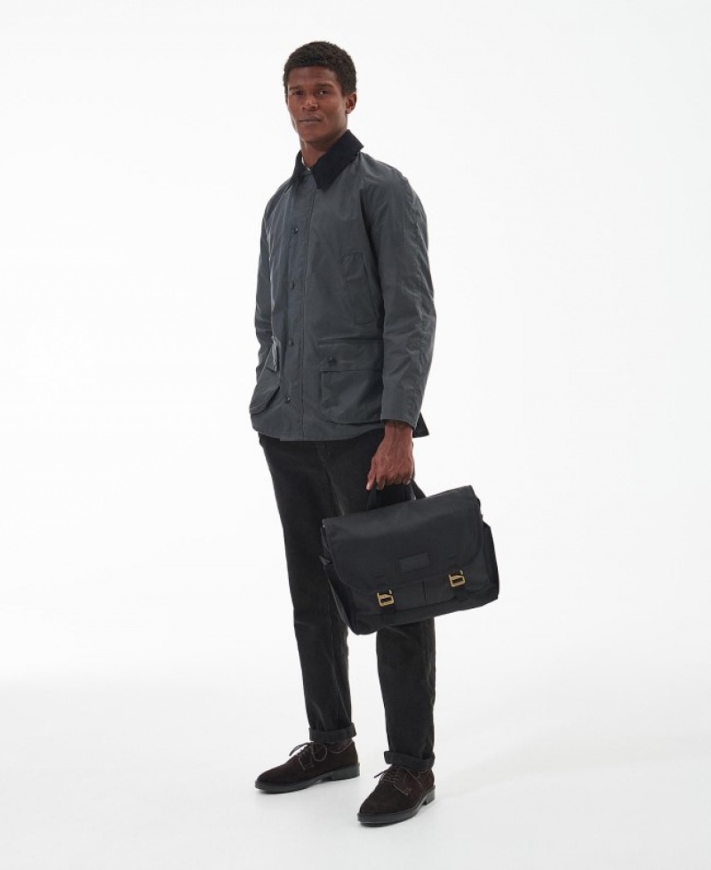 Bolsas Barbour Essential Wax Messenger Hombre Negros Mexico | E0I27175