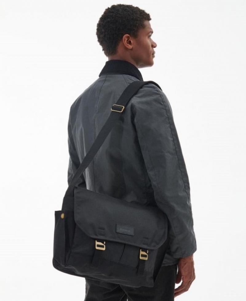 Bolsas Barbour Essential Wax Messenger Hombre Negros Mexico | E0I27175