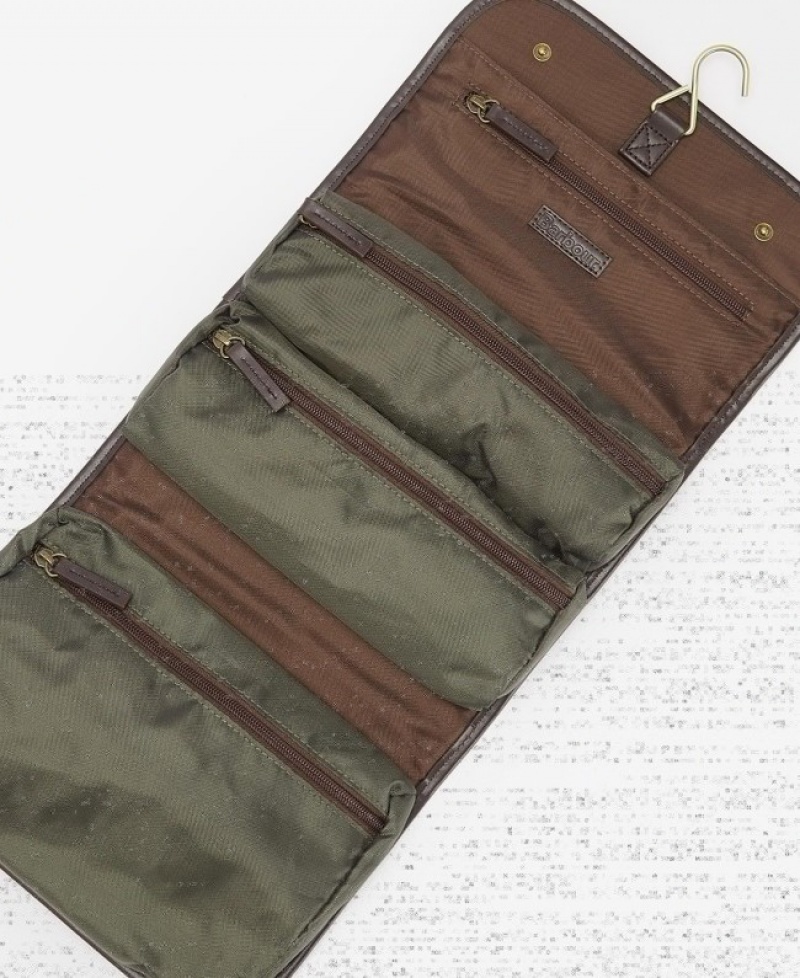 Bolsas Barbour Wax Hanging Washbag Hombre Verde Oliva Mexico | Z4I47772