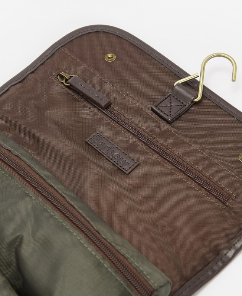 Bolsas Barbour Wax Hanging Washbag Hombre Verde Oliva Mexico | Z4I47772