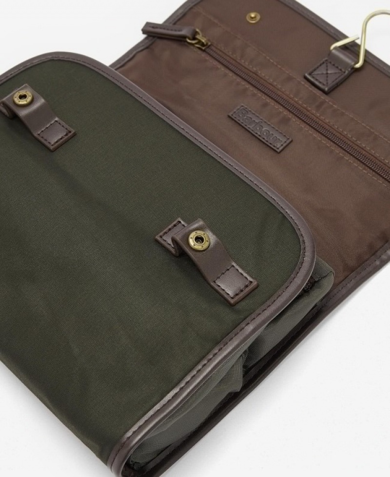 Bolsas Barbour Wax Hanging Washbag Hombre Verde Oliva Mexico | Z4I47772