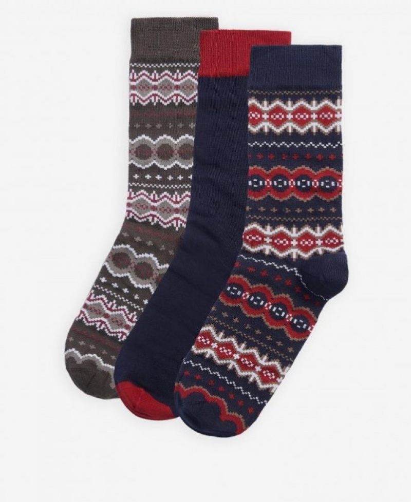 Calcetines Barbour Fairisle Sock Gift Box Hombre Rojos Mexico | B1F06516