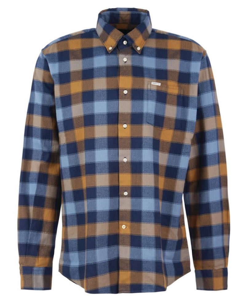 Camisas Barbour Damfield Regular Hombre Azul Marino Mexico | B0V93520