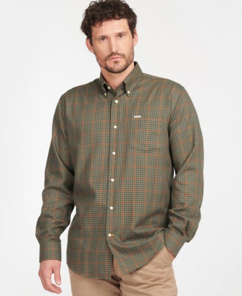 Camisas Barbour Henderson Thermo Weave Hombre Verde Oliva Mexico | J5R03498