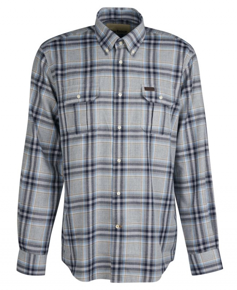 Camisas Barbour Singsby Thermo Weave Hombre Azules Grises Mexico | P2A83687