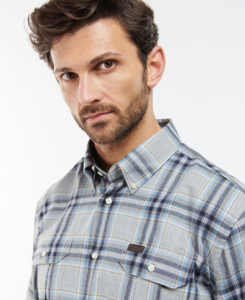 Camisas Barbour Singsby Thermo Weave Hombre Azules Grises Mexico | P2A83687