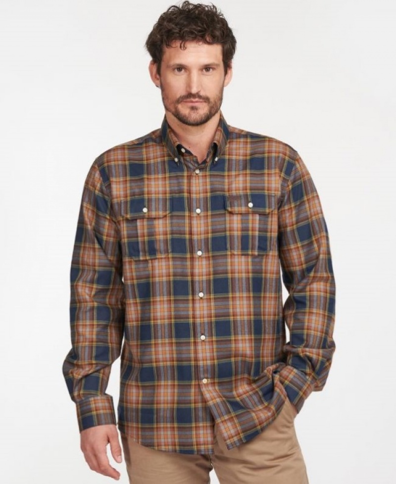 Camisas Barbour Singsby Thermo Weave Hombre Azul Marino Mexico | C7C43697