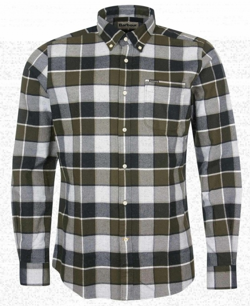 Camisas Barbour Valley Tailored Hombre Verde Oliva Mexico | H7Q92432