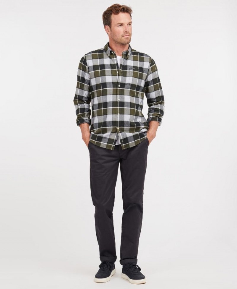 Camisas Barbour Valley Tailored Hombre Verde Oliva Mexico | H7Q92432