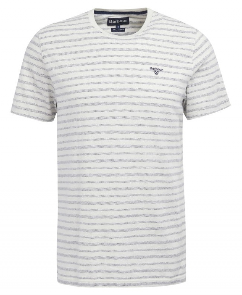 Camiseta Barbour Billingham Pique Hombre Grises Blancos Mexico | T7F67961