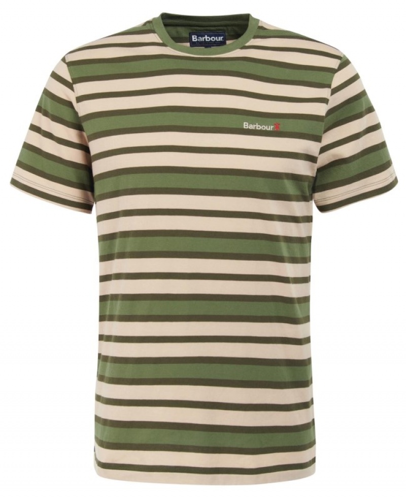 Camiseta Barbour Crundale Stripe Hombre Verdes Creme Mexico | A4I90199