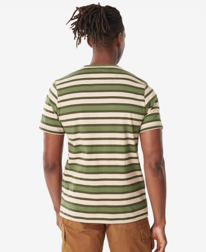 Camiseta Barbour Crundale Stripe Hombre Verdes Creme Mexico | A4I90199