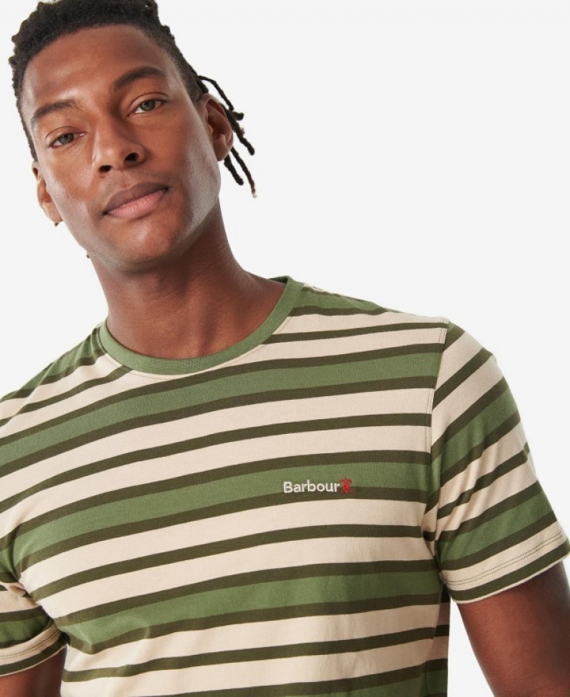 Camiseta Barbour Crundale Stripe Hombre Verdes Creme Mexico | A4I90199