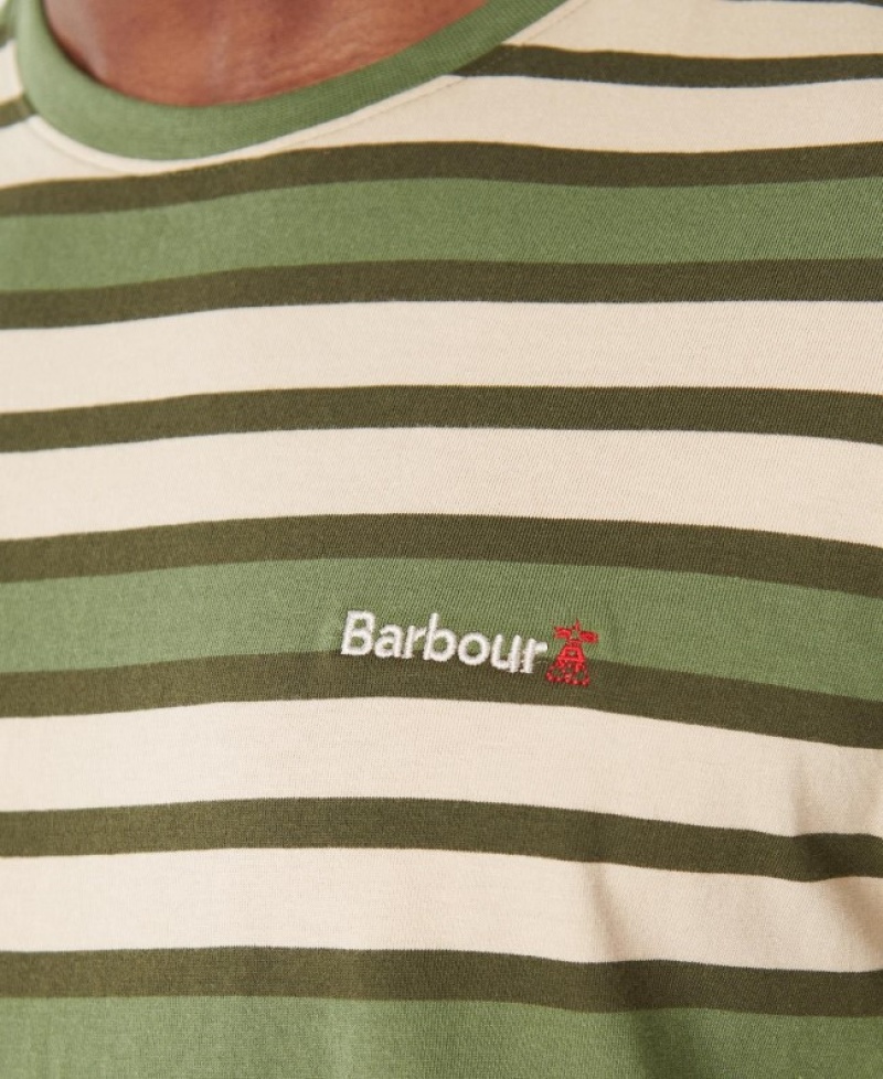 Camiseta Barbour Crundale Stripe Hombre Verdes Creme Mexico | A4I90199