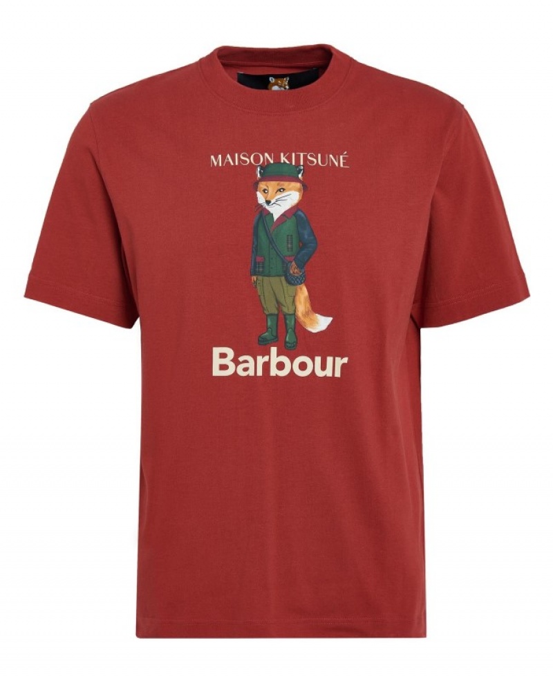 Camiseta Barbour x Maison Kitsuné Beaufort Fox Mujer Rojos Mexico | P4I99515