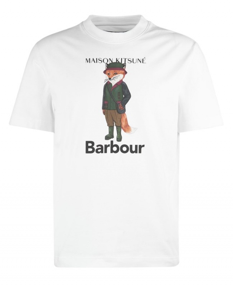 Camiseta Barbour x Maison Kitsuné Beaufort Fox Mujer Blancos Mexico | G8F16463