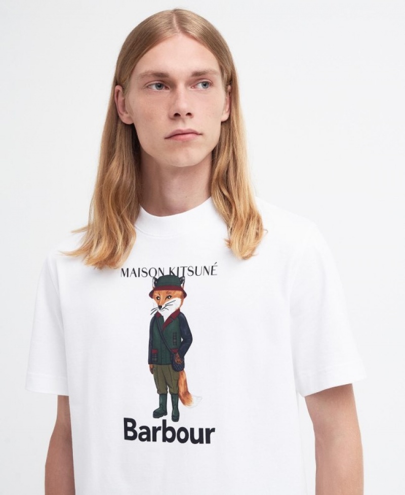 Camiseta Barbour x Maison Kitsuné Beaufort Fox Hombre Blancos Mexico | R9C66362