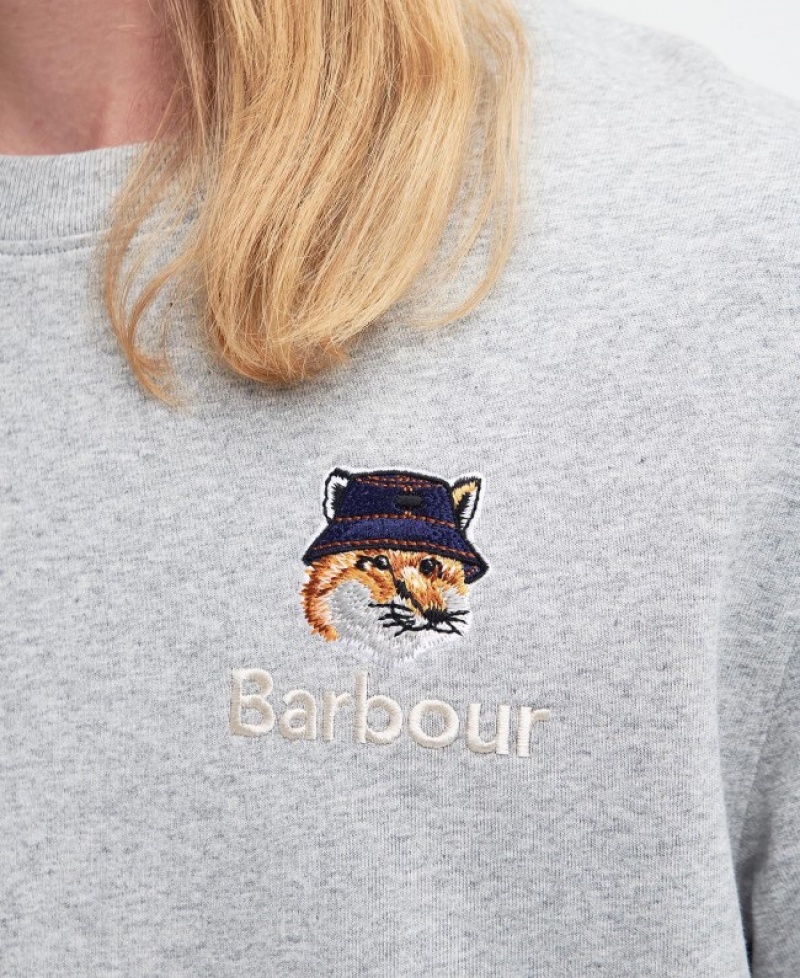 Camiseta Barbour x Maison Kitsuné Fox Head Hombre Grises Mexico | J1V23519