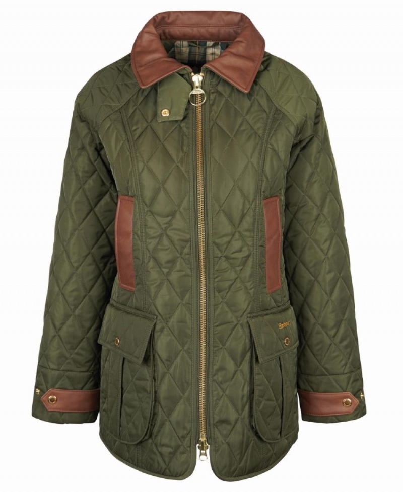 Chaqueta Acolchada Barbour Premium Beadnell Mujer Verdes Mexico | T2I85628