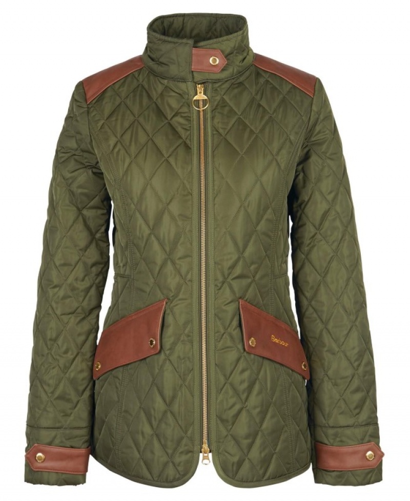 Chaqueta Acolchada Barbour Premium Cavalry Mujer Verdes Mexico | O9P05603