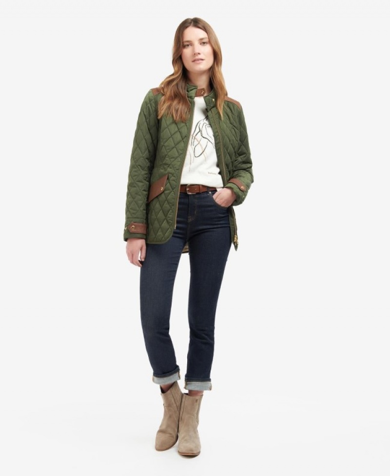 Chaqueta Acolchada Barbour Premium Cavalry Mujer Verdes Mexico | O9P05603