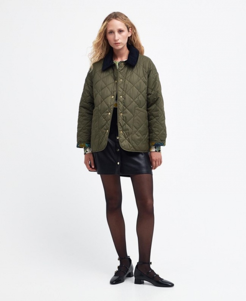 Chaqueta Acolchada Barbour x House of Hackney Daintry Reversible Mujer Verdes Mexico | M6M67239