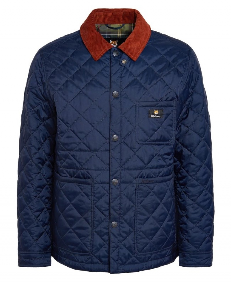 Chaqueta Acolchada Barbour x Maison Kitsuné Kenning Hombre Azul Marino Mexico | O7O70532