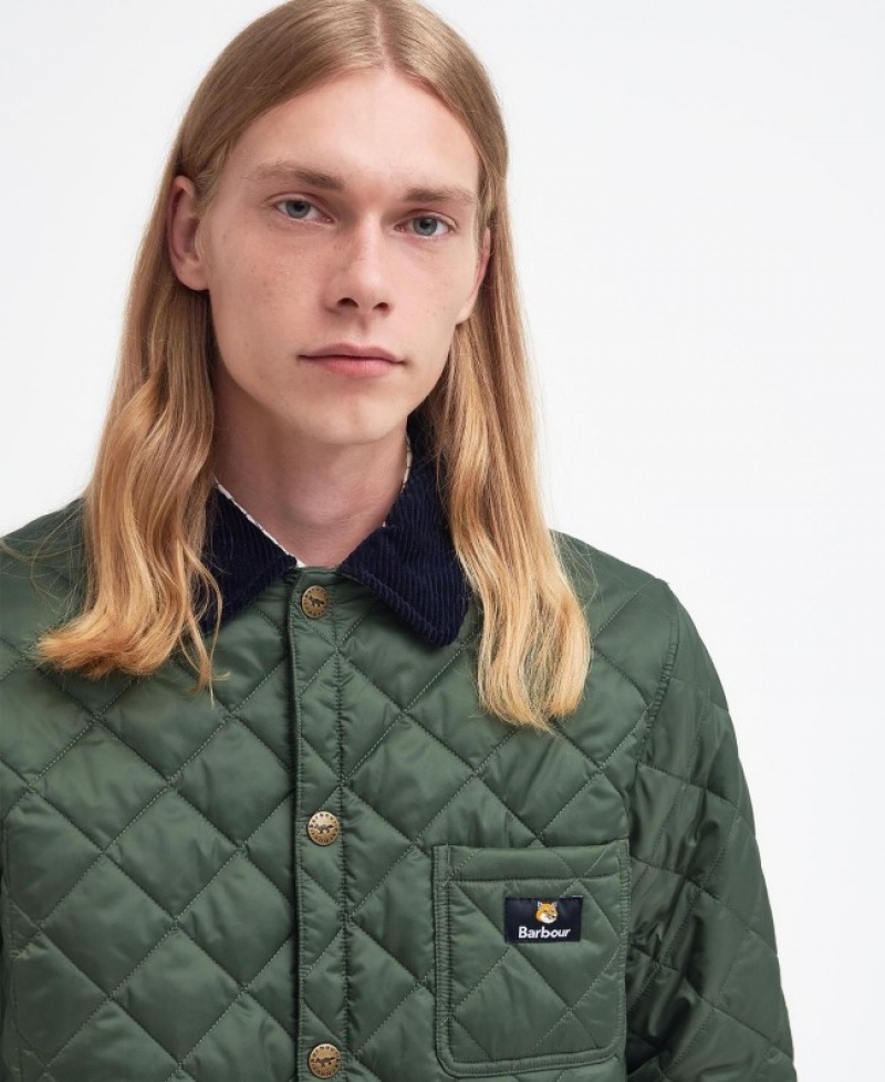 Chaqueta Acolchada Barbour x Maison Kitsuné Kenning Hombre Verdes Mexico | J6T66508