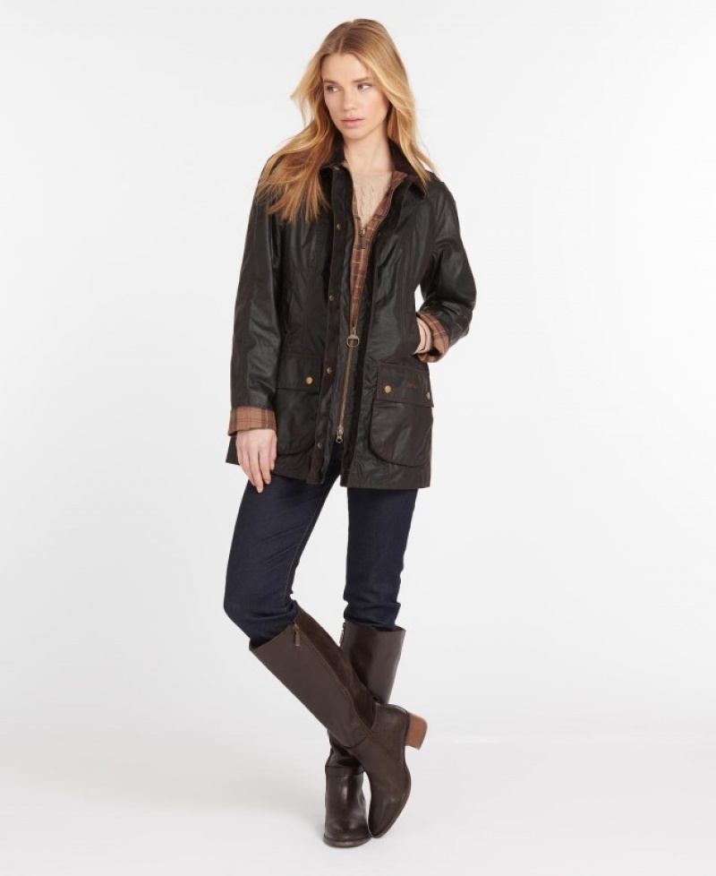 Chaqueta Encerada Barbour Beadnell Mujer Marrom Mexico | R7K55809