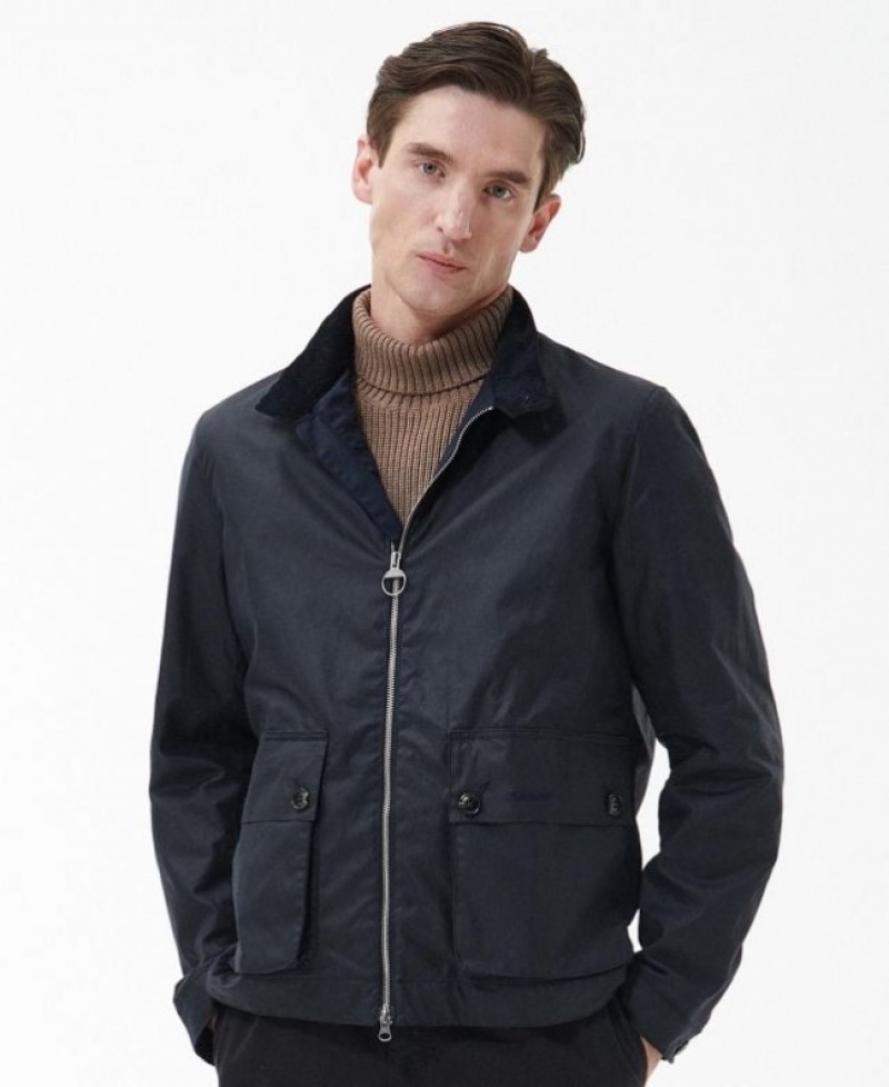 Chaqueta Encerada Barbour Harton Hombre Azul Marino Mexico | C2N50003