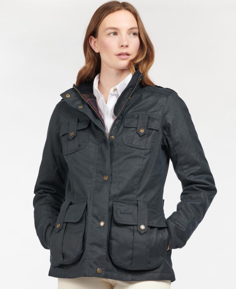 Chaqueta Encerada Barbour Invierno Defence Algodon Mujer Azules Mexico | A6C73366