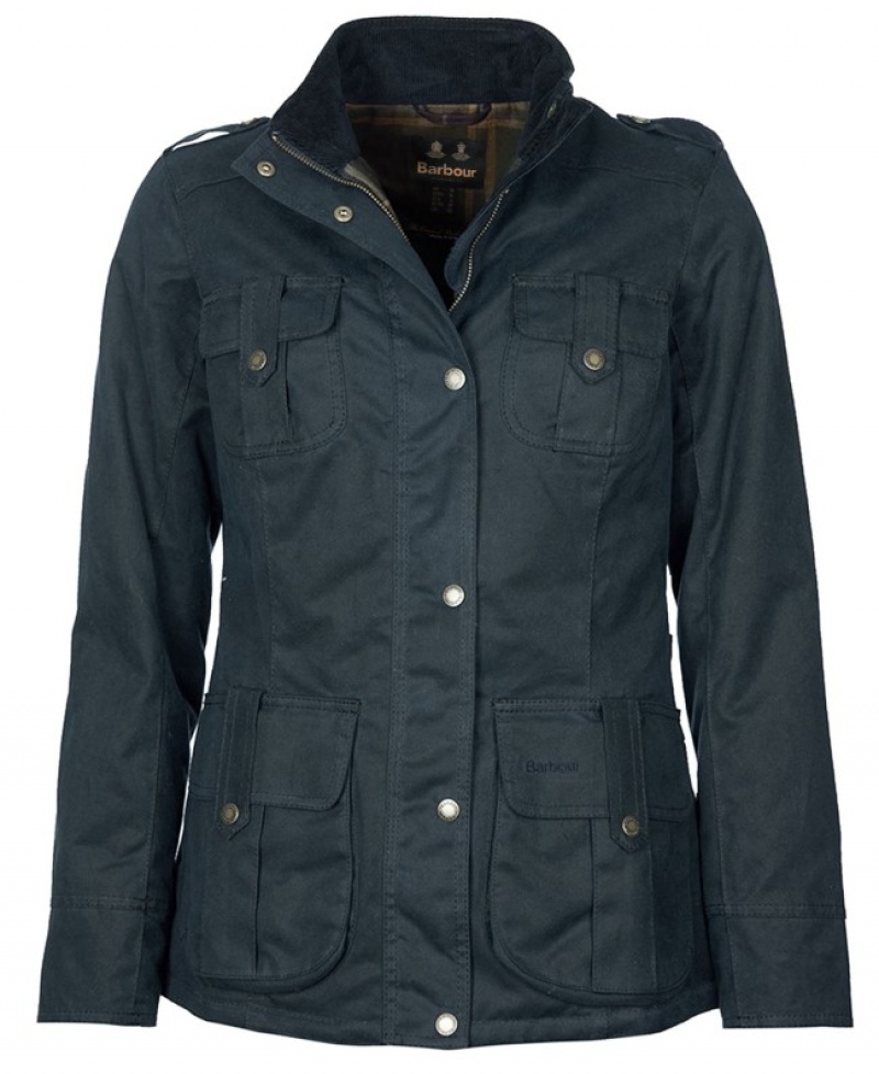 Chaqueta Encerada Barbour Invierno Defence Algodon Mujer Azules Mexico | A6C73366