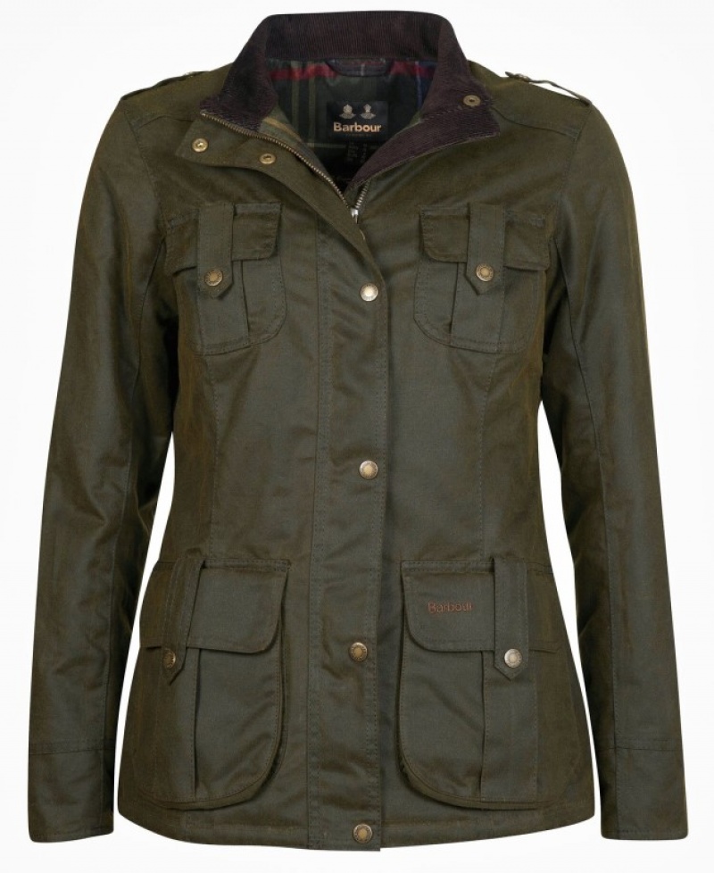 Chaqueta Encerada Barbour Invierno Defence Algodon Mujer Verdes Mexico | V5B71868