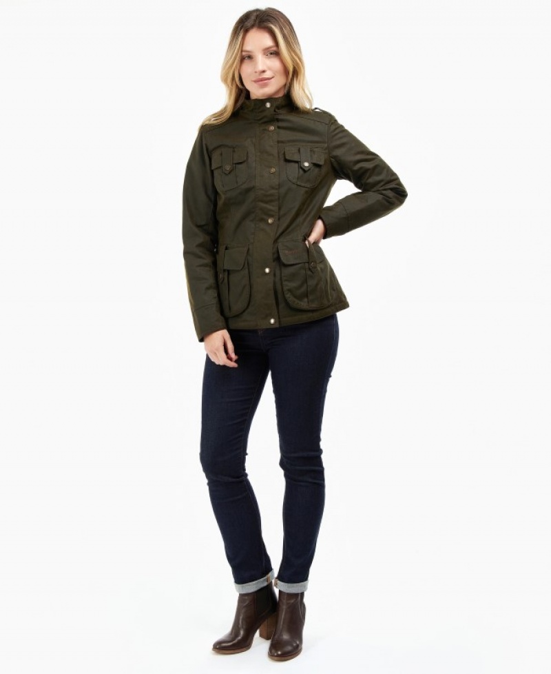 Chaqueta Encerada Barbour Invierno Defence Algodon Mujer Verdes Mexico | V5B71868