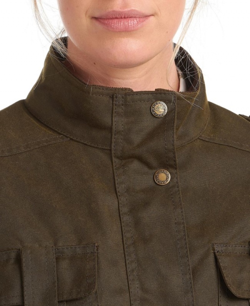 Chaqueta Encerada Barbour Invierno Defence Algodon Mujer Verdes Mexico | V5B71868